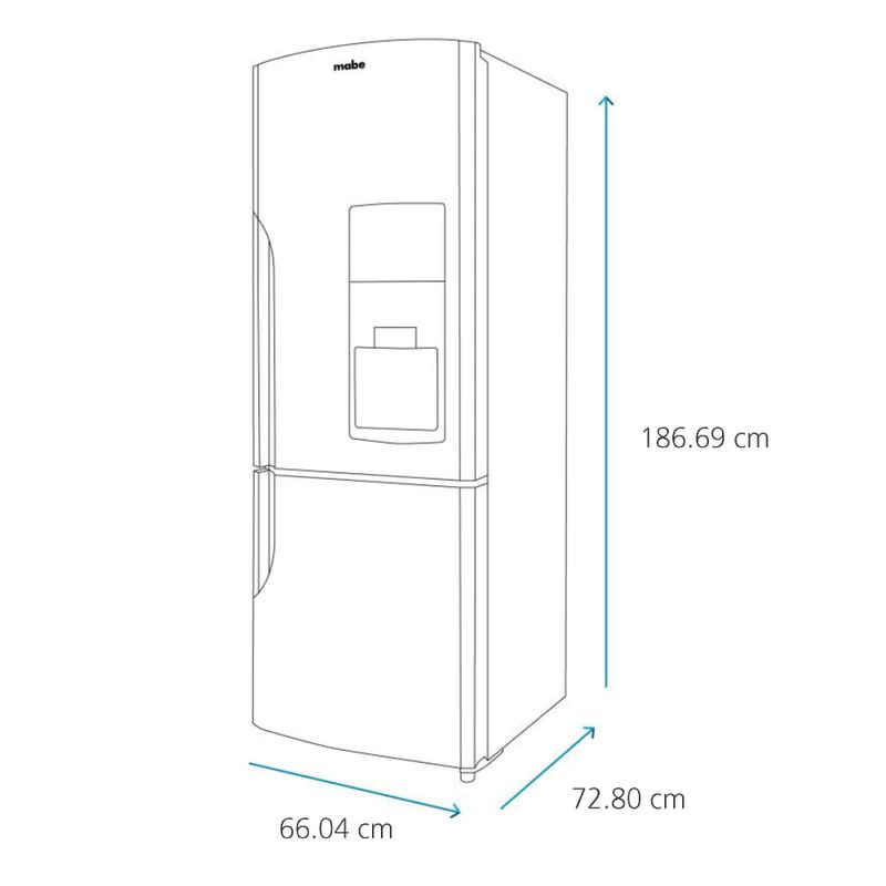 Refrigerador Mabe Bottom Freezer 15P 400L RMB400IAMRM0 despachador de agua