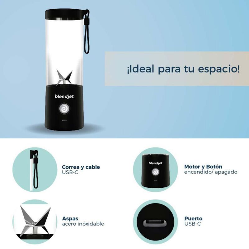 Licuadora Portátil BLENDJET 2  de 16 Oz con correa recargable USB BLENDJET2BLK
