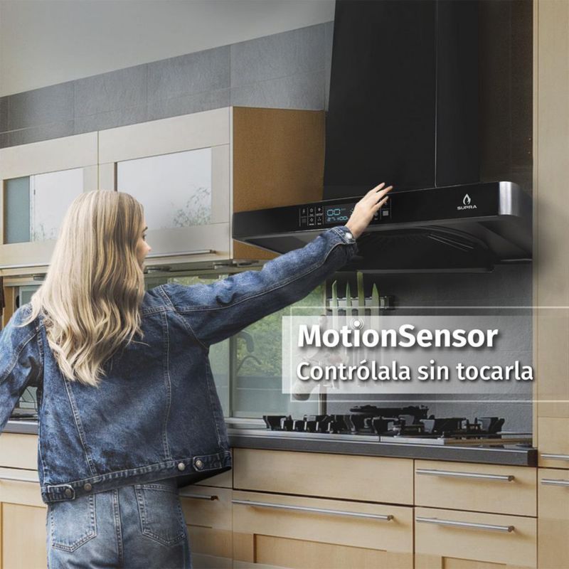 Campana Supra extractora LEGACY con panel de cristal color negro