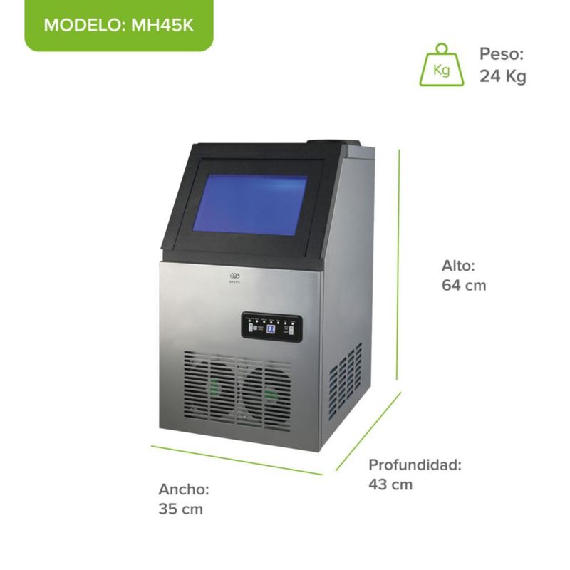 Máquina de hielo producción de 45Kg por día, depósito de 11 Kg AVERA MH45K