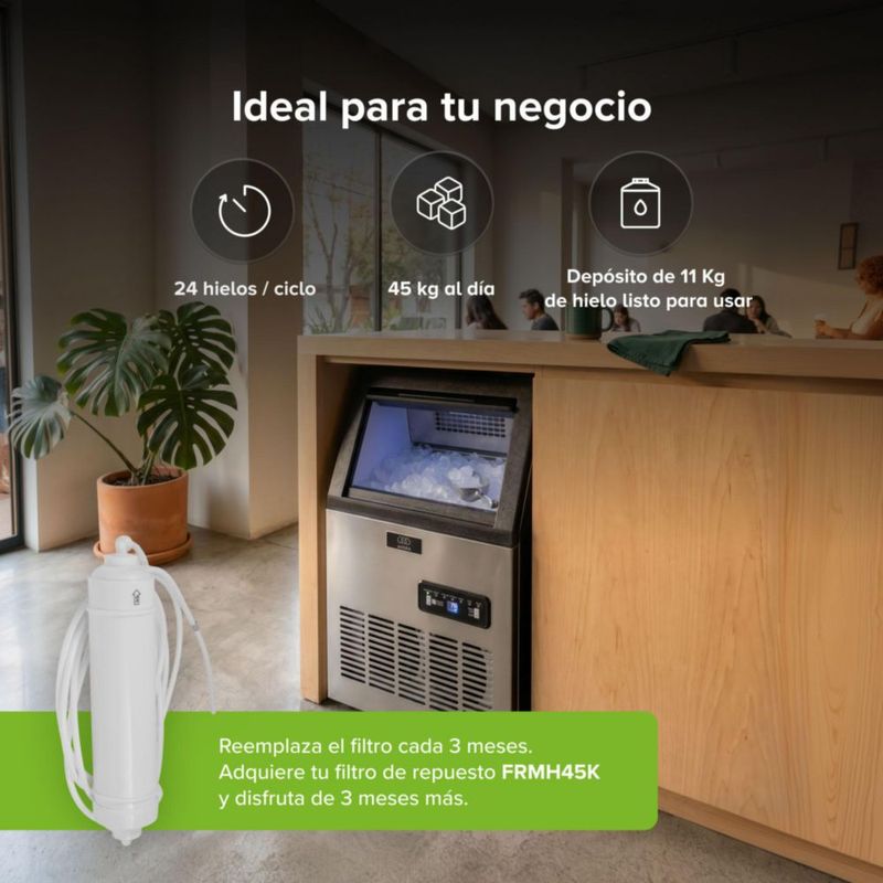 Máquina de hielo producción de 45Kg por día, depósito de 11 Kg AVERA MH45K