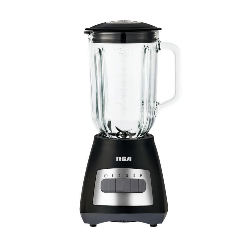 RCA Licuadora 4 Velocidades RC-L3 con Jarra de Vidrio de 1.5 L, Aspas de Acero Inoxidable, Versátil para Batidos, Bebidas y Procesador de Alimentos.