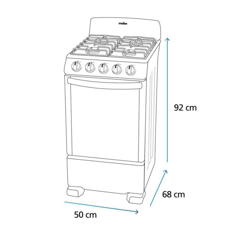 Estufa de Piso Mabe 50cm 20" EM5043BFIS1 4 quemadores Tecnologia Ultimate