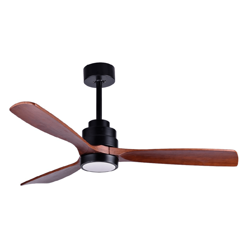 Ventilador decorativo 52" / luz LED de 18W integrada y control de 6 vel. Mod. Viena Negro - Nogal