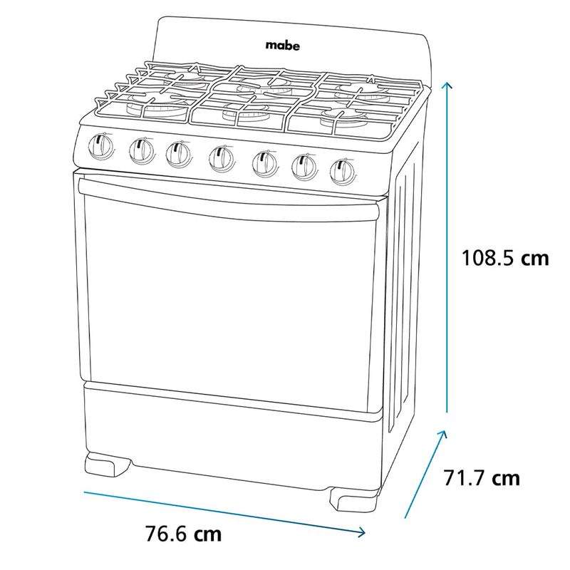 Estufa de Piso Mabe 76cm 30" EM7622BAPS2 6 quemadores Tecnologia Ultimate