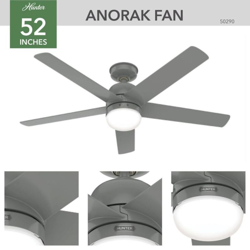 Ventilador de Techo Hunter Anorak para Interior Y Exterior con Luz Led de 52 Pulgadas