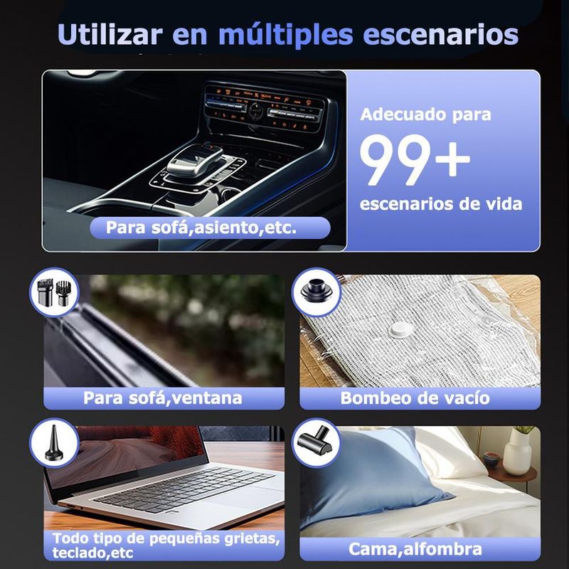 Aspiradora Inalámbrica para Coche de Alta Potencia,Limpiador Portátil Recargable con Función de Soplar y Aspirar.HOGAWAY