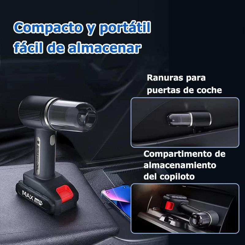 Aspiradora Inalámbrica para Coche de Alta Potencia,Limpiador Portátil Recargable con Función de Soplar y Aspirar.HOGAWAY