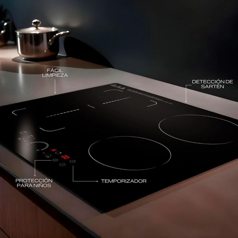 FLINE | Parrilla de Inducción Magnética Empotrable 4 Quemadores 4500W 110v | Belfast  4