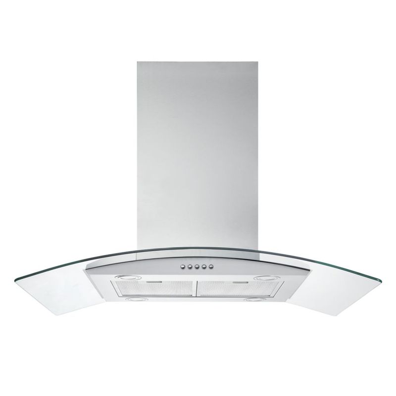 Campana Isla Ajustable IHD Isola Milan 90 de 90 cm Acero Inox Cristal Plano