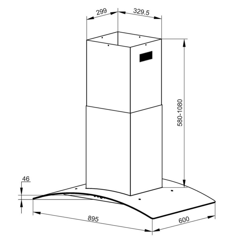 Campana Isla Ajustable IHD Isola Milan 90 de 90 cm Acero Inox Cristal Plano
