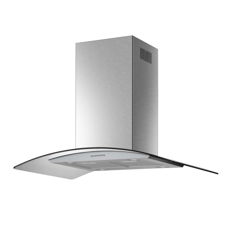 Campana Isla Ajustable IHD Isola Milan 90 de 90 cm Acero Inox Cristal Plano