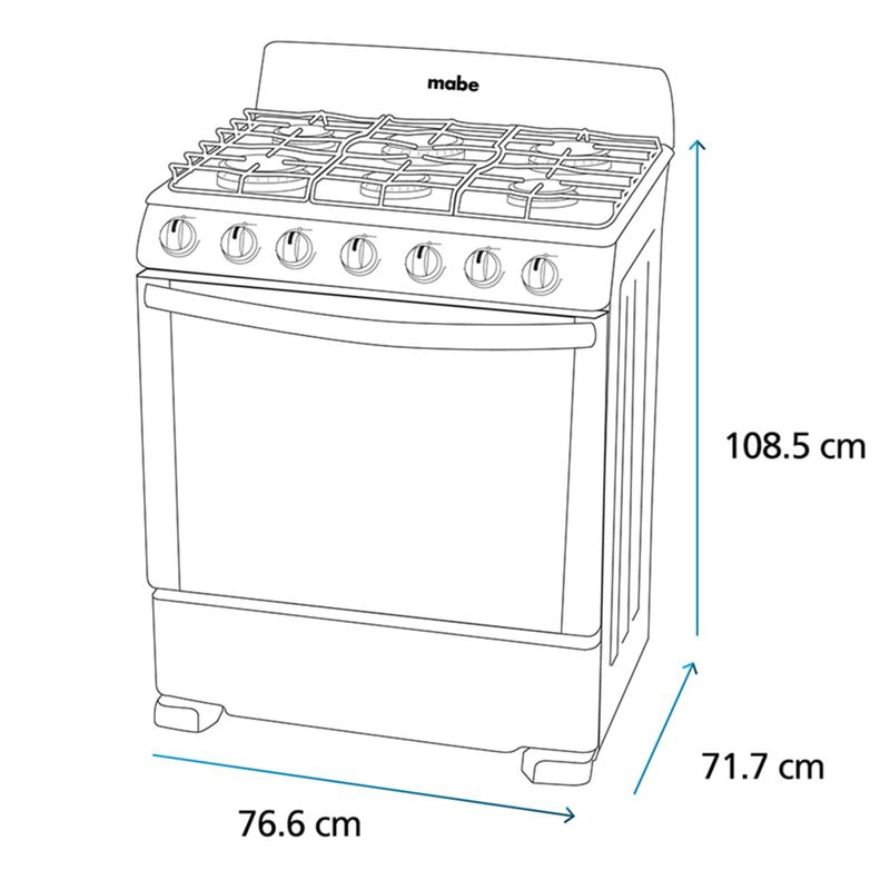 Estufa de Piso Mabe 76cm 30" EM7620BAPN2 6 quemadores Tecnologia Ultimate