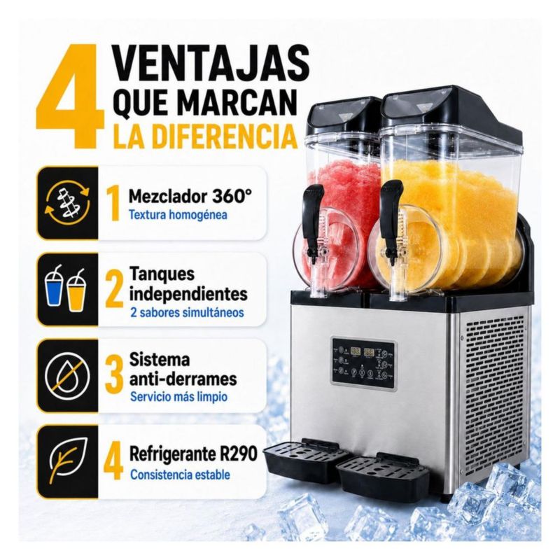 Maquina Para Frappe Smoothies Raspados con Doble Tanque Capacidad de 30 Litros Industrial Gutstark