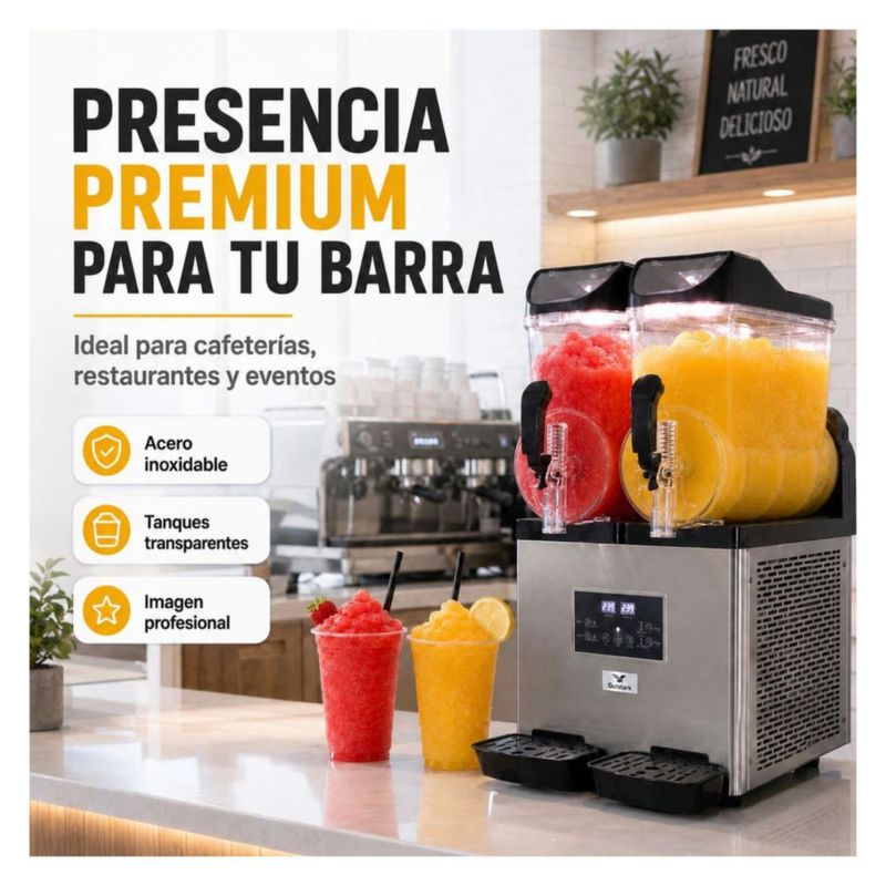Maquina Para Frappe Smoothies Raspados con Doble Tanque Capacidad de 30 Litros Industrial Gutstark