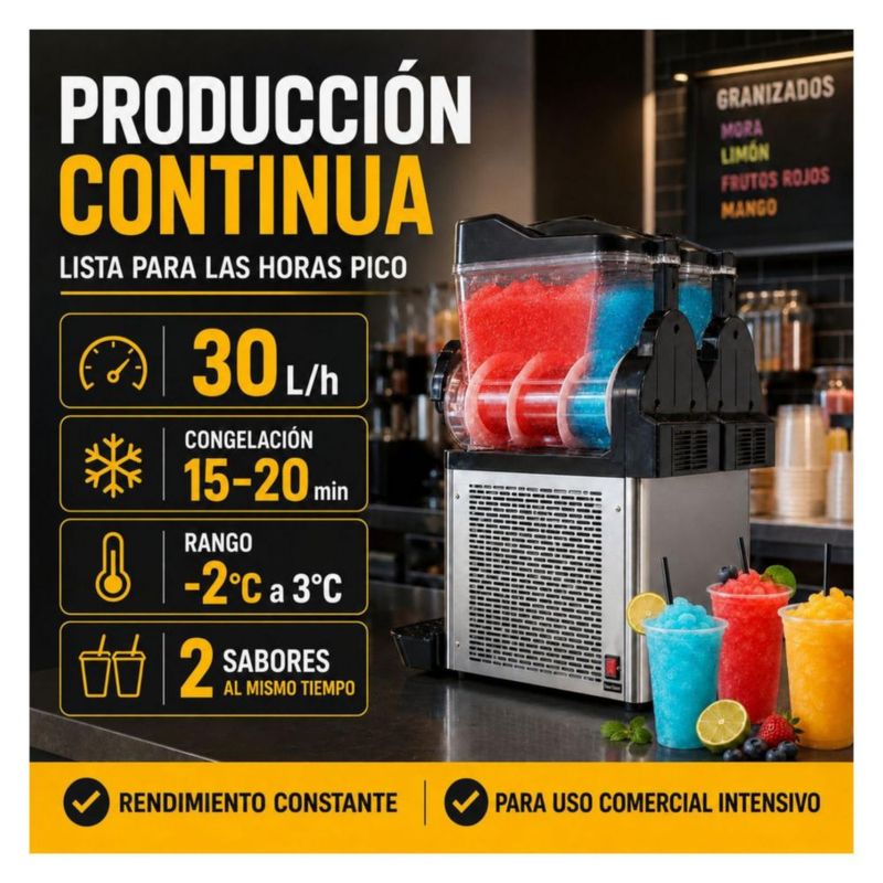 Maquina Para Frappe Smoothies Raspados con Doble Tanque Capacidad de 30 Litros Industrial Gutstark