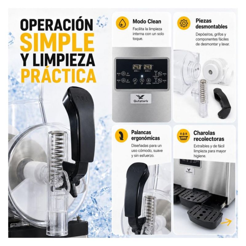 Maquina Para Frappe Smoothies Raspados con Doble Tanque Capacidad de 30 Litros Industrial Gutstark