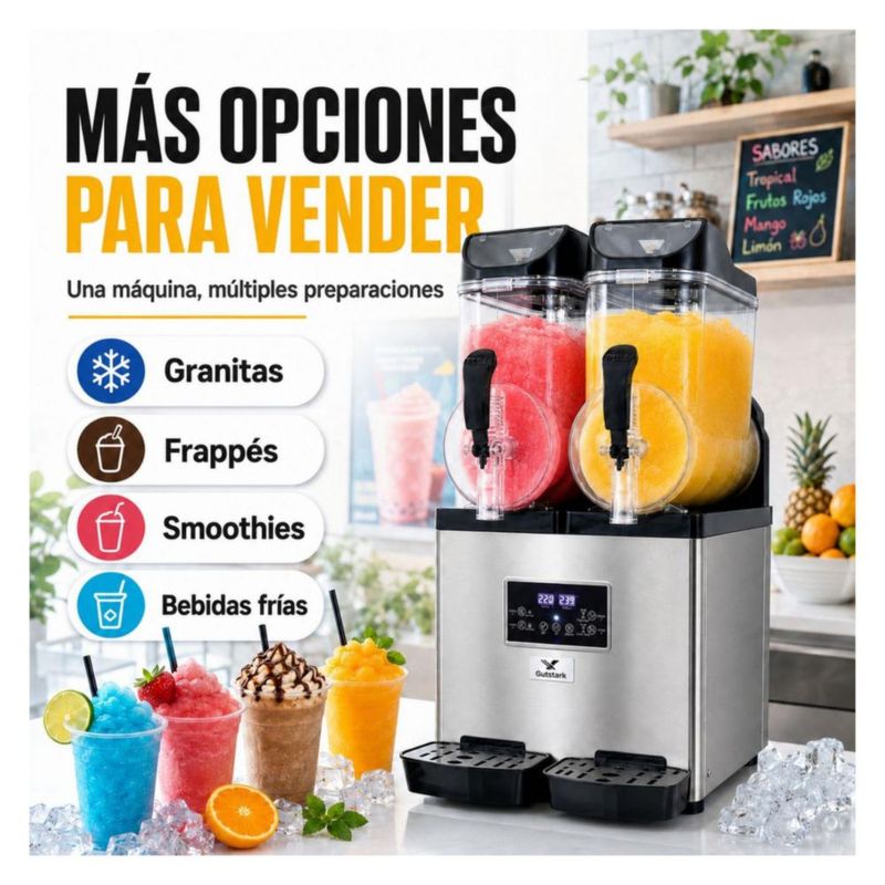 Maquina Para Frappe Smoothies Raspados con Doble Tanque Capacidad de 30 Litros Industrial Gutstark