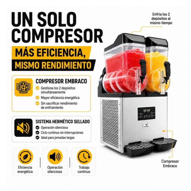 Maquina Para Frappe Smoothies Raspados con Doble Tanque Capacidad de 30 Litros Industrial Gutstark