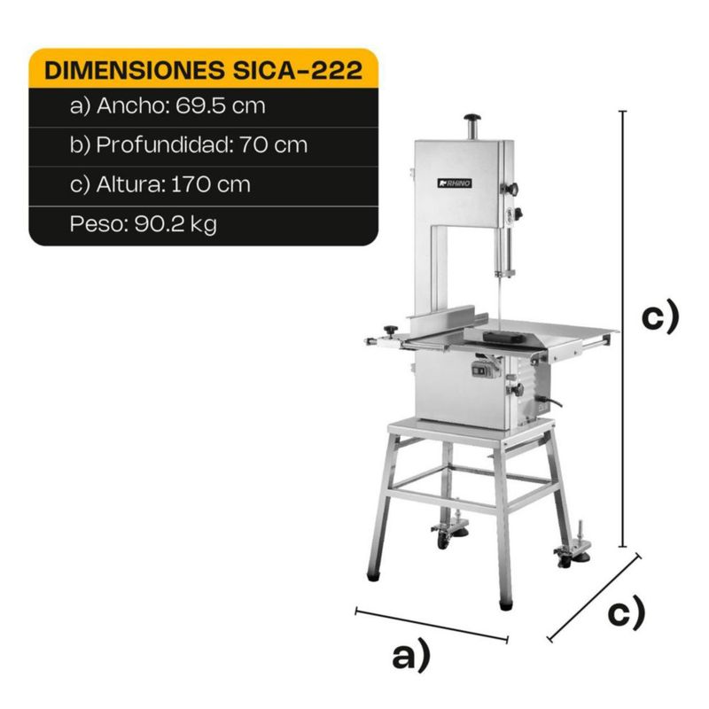 Sierra Carnicera Industrial RHINO SICA-222 1500 W Acero Inoxidable
