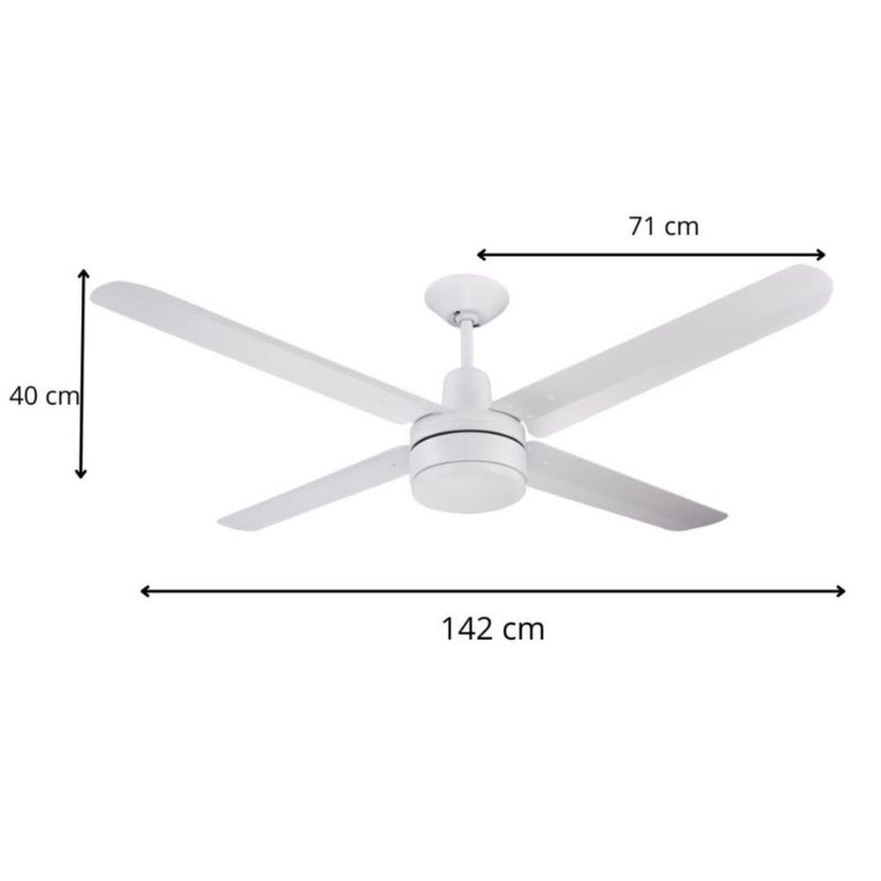 Narvik Ventilador de Techo de 56" Con Luz CCT de 4 Aspas de Aluminio con Control de Pared Industrial NA-CL56MW
