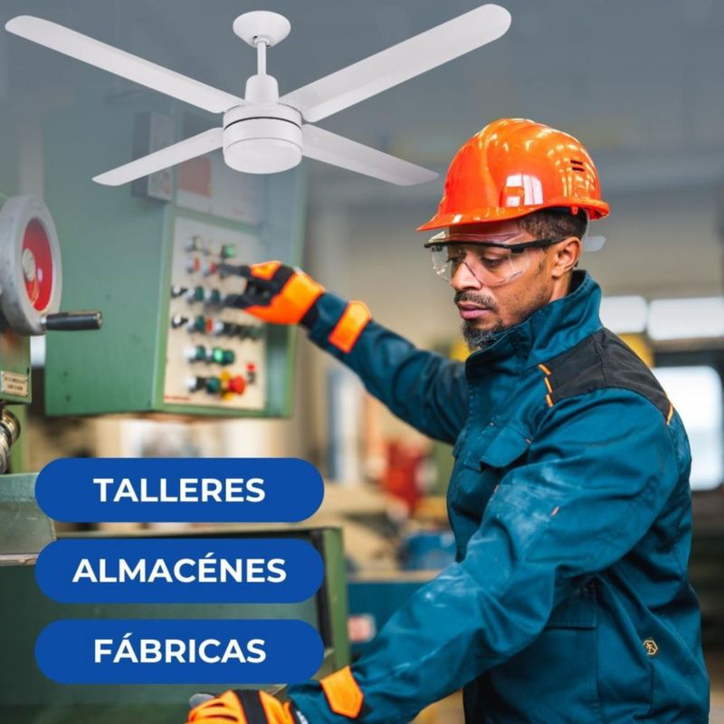 Narvik Ventilador de Techo de 56" Con Luz CCT de 4 Aspas de Aluminio con Control de Pared Industrial NA-CL56MW