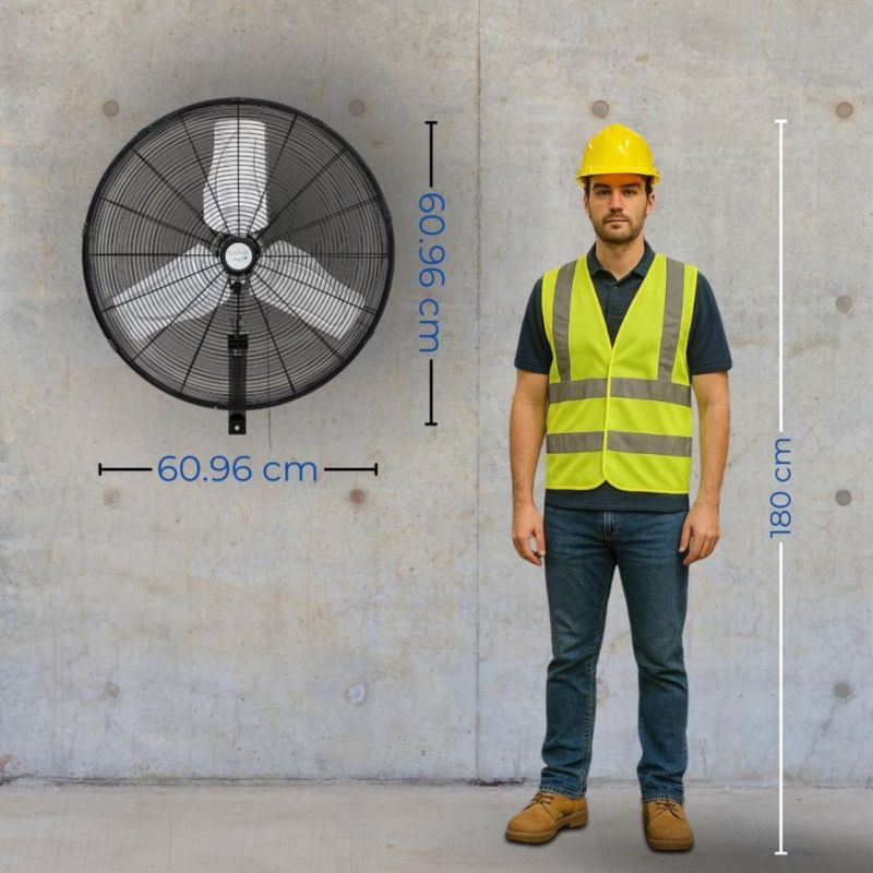 Narvik Ventilador de 24 Pulgadas Industrial de Pared 235W con Aspas de Aluminio, Amplia Oscilación, Modelo NA1124