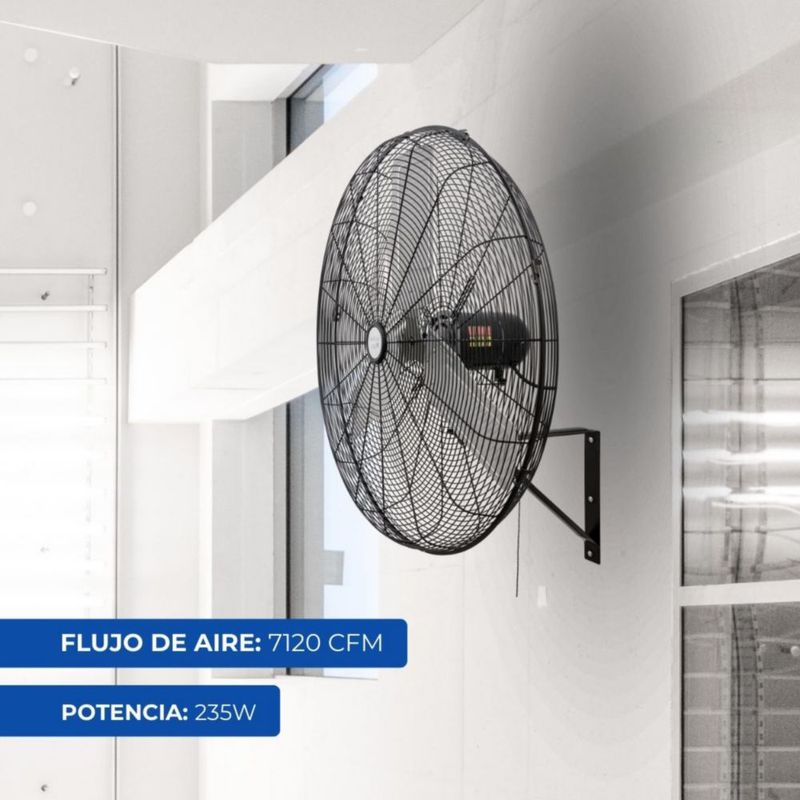 Narvik Ventilador de 24 Pulgadas Industrial de Pared 235W con Aspas de Aluminio, Amplia Oscilación, Modelo NA1124