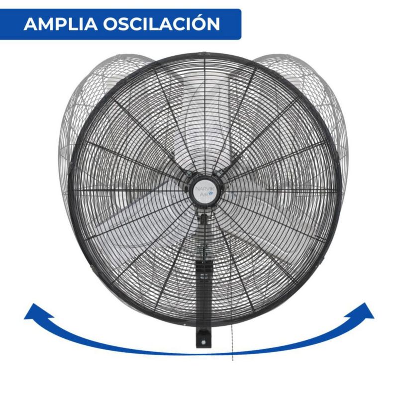 Narvik Ventilador de 24 Pulgadas Industrial de Pared 235W con Aspas de Aluminio, Amplia Oscilación, Modelo NA1124