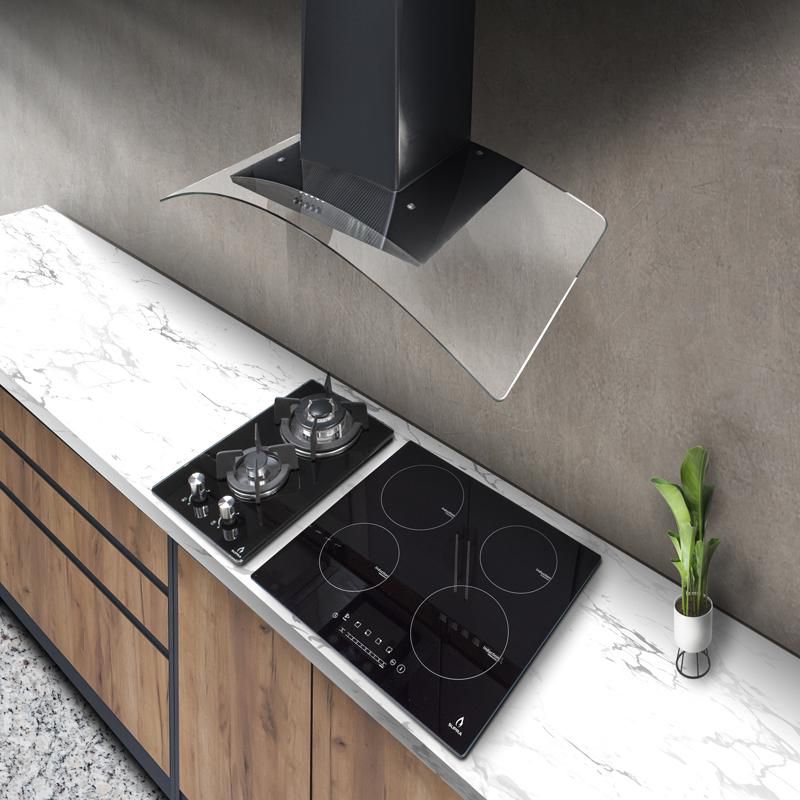 Combo LUSSARI Parillas DOMINO GLASS, 4Q-IN y Campana CC-90 BLACK