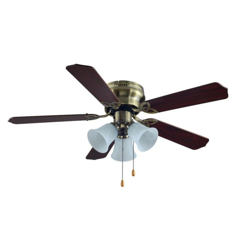 Kit ventilador funcional café 3 velocidades 5 aspas 2 apagadores Touch Smart negros y de regalo kit 3 focos leds 15 W
