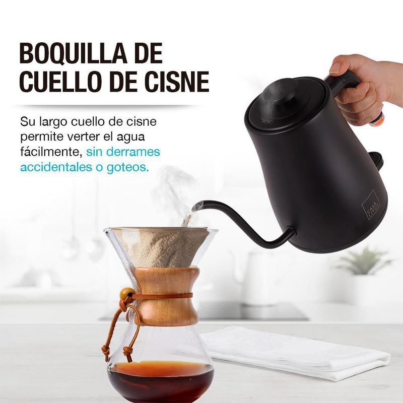 Tetera Eléctrica de Acero Inoxidable con Cuello de Cisne 1 Litro