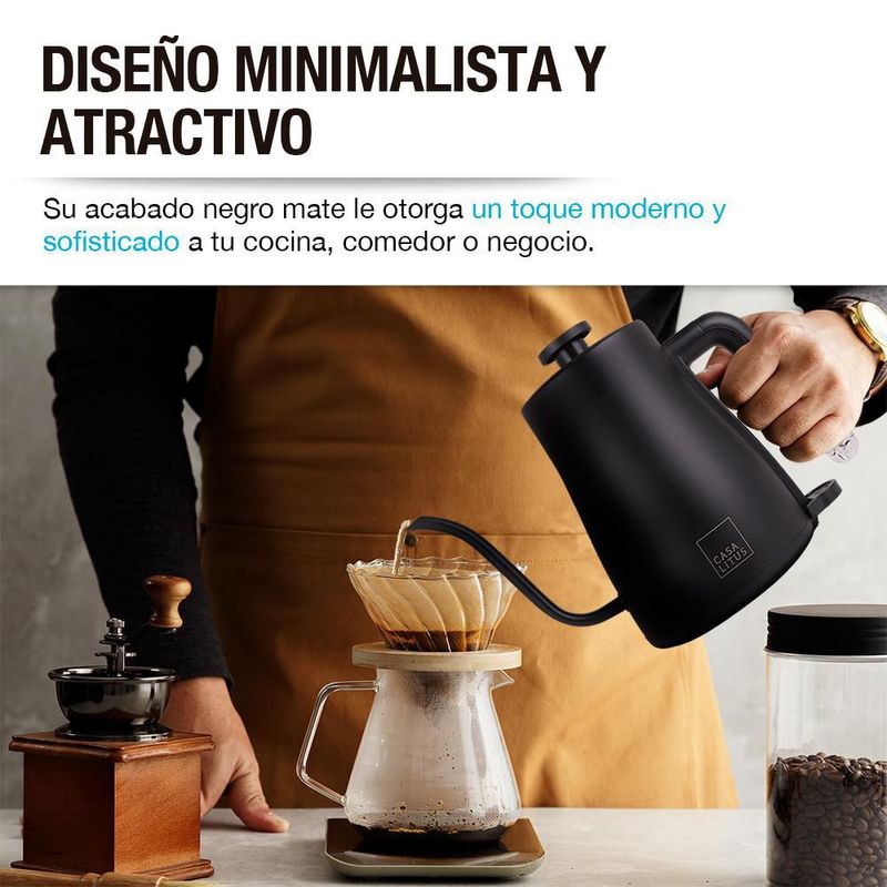 Tetera Eléctrica de Acero Inoxidable con Cuello de Cisne 1 Litro