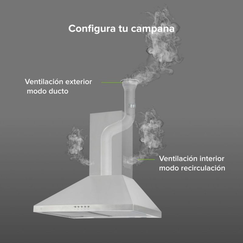 Campana para cocina de pared piramidal 60cm 3 Velocidades, Doble Filtro de malla metálica y Filtro de carbón activado, Extrae y Purifica Avera CEP60