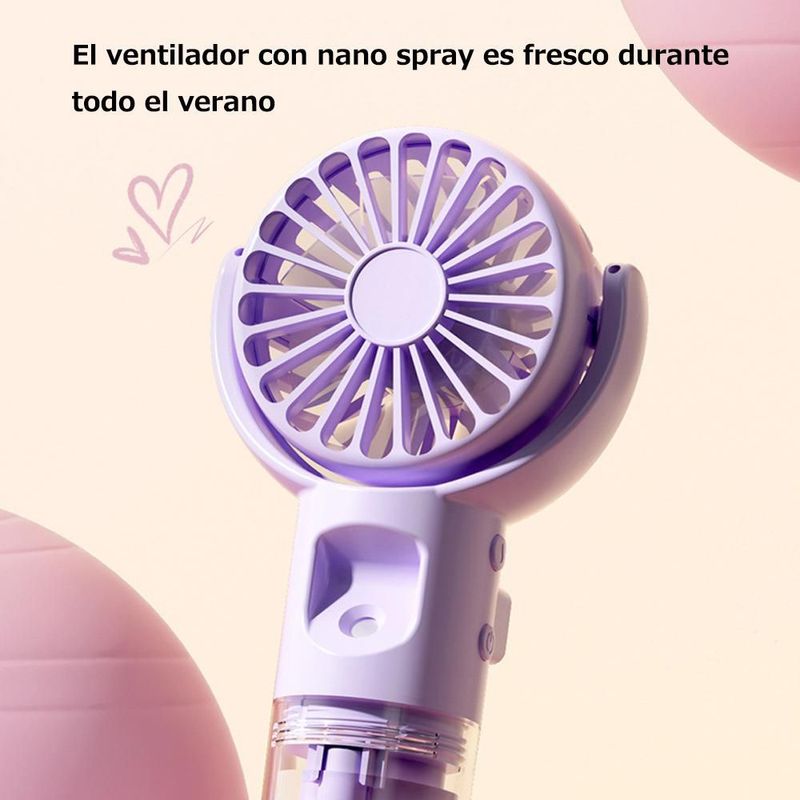 Ventilador Portátil USB con Función de Spray de Agua - Mini Abanico de Escritorio y Mano, Ideal para el Hogar.MORADO.HOGAWAY