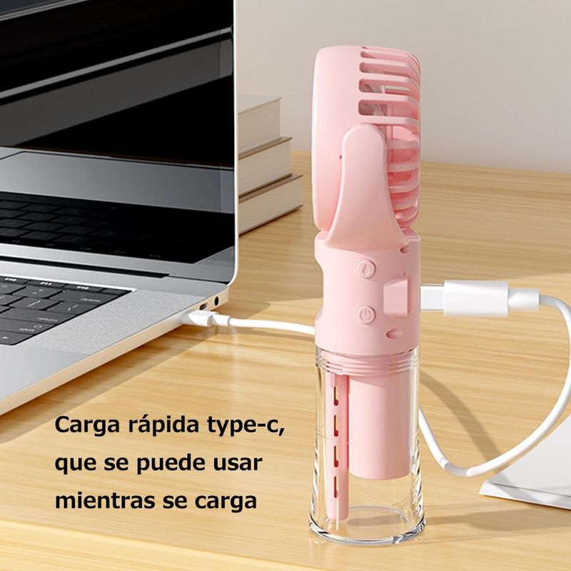 Ventilador Portátil USB con Función de Spray de Agua - Mini Abanico de Escritorio y Mano, Ideal para el Hogar.MORADO.HOGAWAY