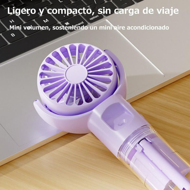 Ventilador Portátil USB con Función de Spray de Agua - Mini Abanico de Escritorio y Mano, Ideal para el Hogar.MORADO.HOGAWAY