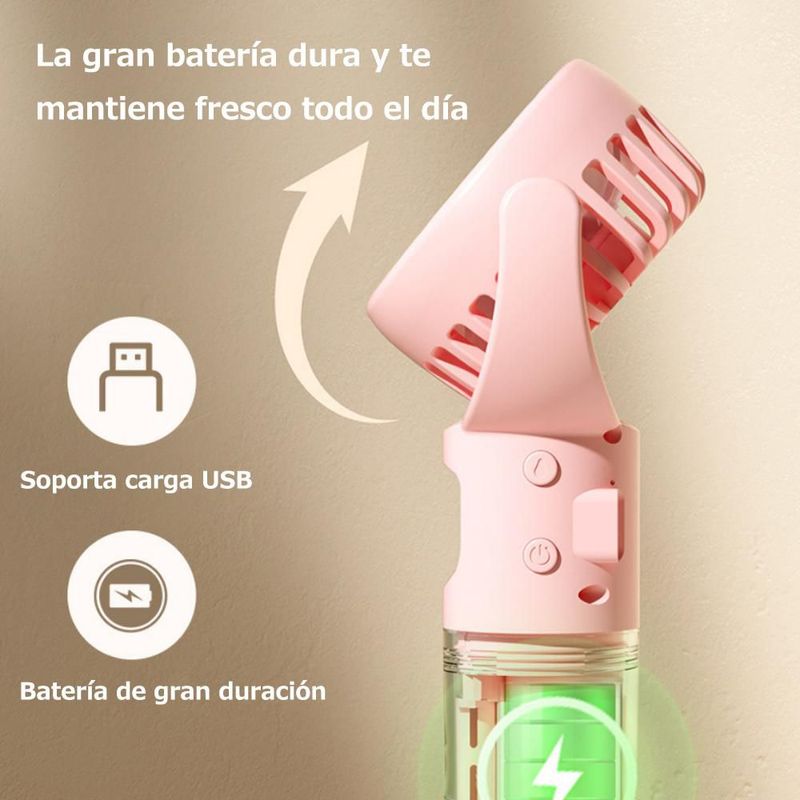 Ventilador Portátil USB con Función de Spray de Agua - Mini Abanico de Escritorio y Mano, Ideal para el Hogar.MORADO.HOGAWAY