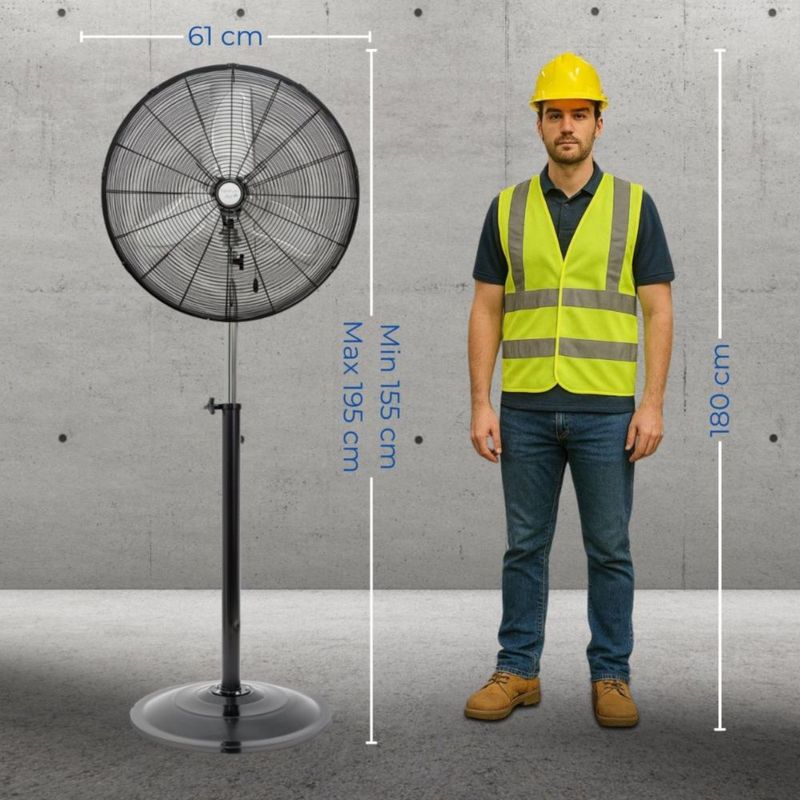 Narvik Ventilador de 24" Industrial de Pedestal 235W con Aspas de Aluminio