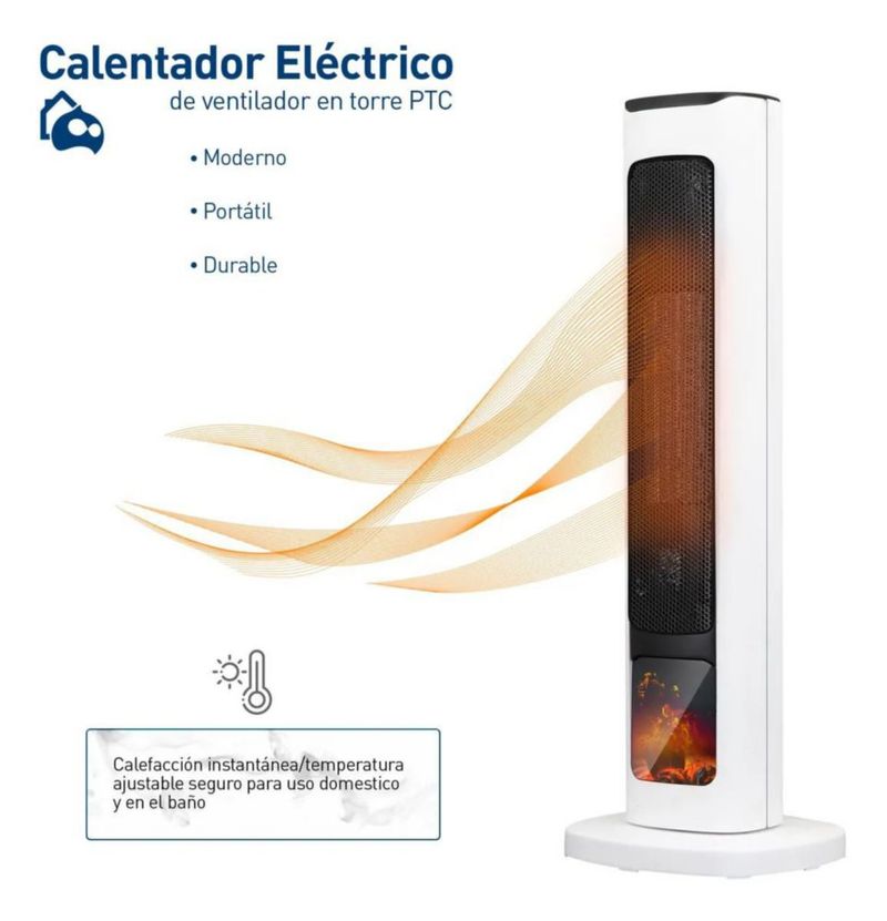 Calentador Eléctrico Bluelander 63 cm 220V con Control Remoto
