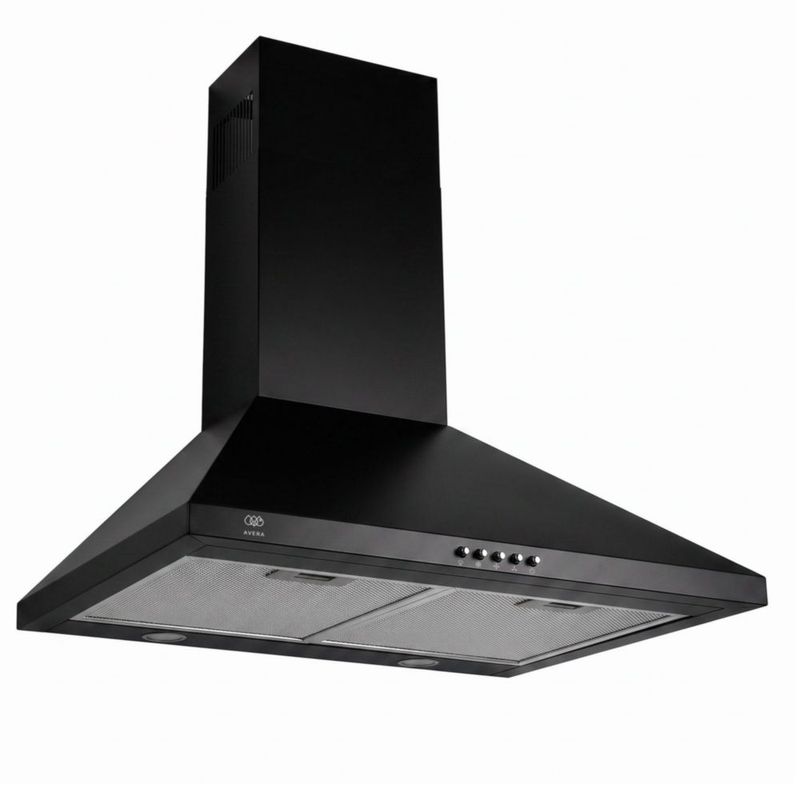 Campana para cocina de pared piramidal 60cm 3 Velocidades, Filtros malla metálica y Filtro de carbón activado, Extrae y Purifica Negro Avera CEP60N