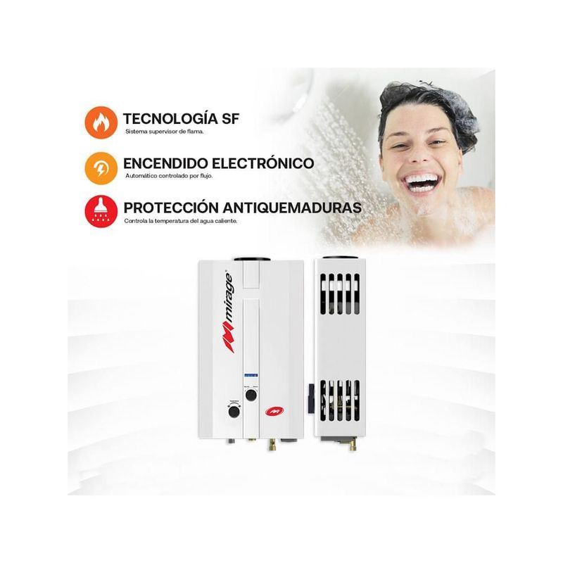 Calentador De Agua MBF06ED Servicio Gas LP 6 Litros Mirage