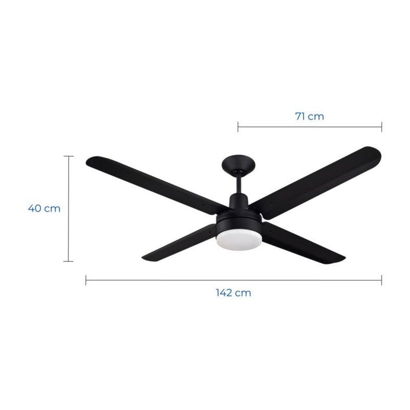 Narvik Ventilador de Techo de 56" Con Luz CCT de 4 Aspas de Aluminio con Control de Pared Industrial NA-CL56MB