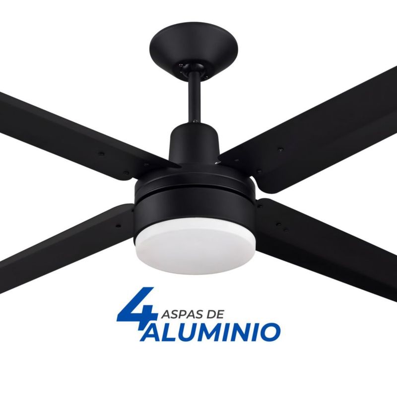 Narvik Ventilador de Techo de 56" Con Luz CCT de 4 Aspas de Aluminio con Control de Pared Industrial NA-CL56MB