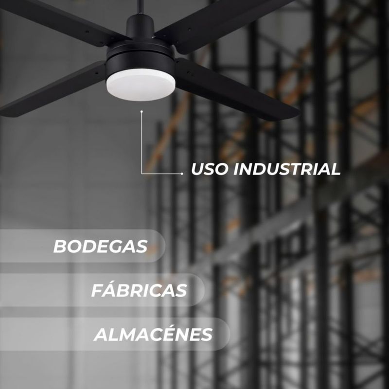 Narvik Ventilador de Techo de 56" Con Luz CCT de 4 Aspas de Aluminio con Control de Pared Industrial NA-CL56MB