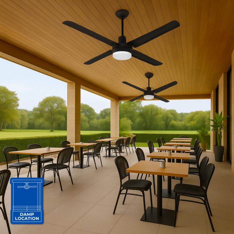 Narvik Ventilador de Techo de 56" Con Luz CCT de 4 Aspas de Aluminio con Control de Pared Industrial NA-CL56MB