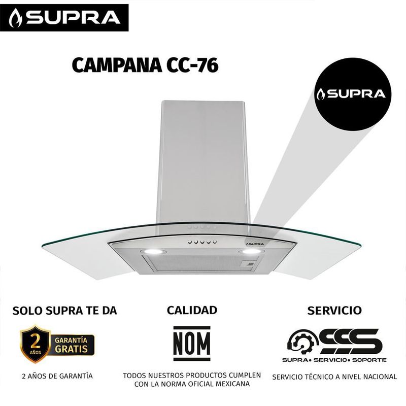 Combo PERALBA con Parrilla ZEGNA de 76cm y Campana CC-76 de 76cm
