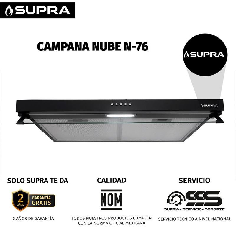 Combo VESUBIO Parrilla BRIONI de 76 cm y Campana NUBE N-76 de 76cm
