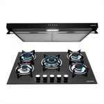Combo VESUBIO Parrilla BRIONI de 76 cm y Campana NUBE N-76 de 76cm