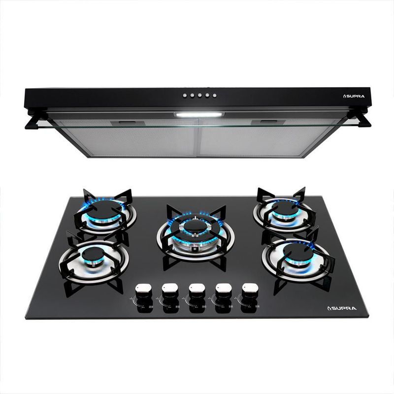 Combo VESUBIO Parrilla BRIONI de 76 cm y Campana NUBE N-76 de 76cm